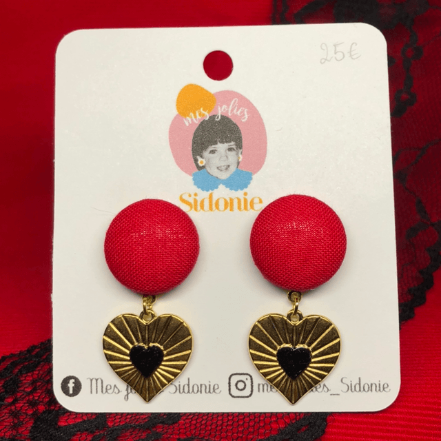 Mini Sidonie rouge breloque coeur noir
