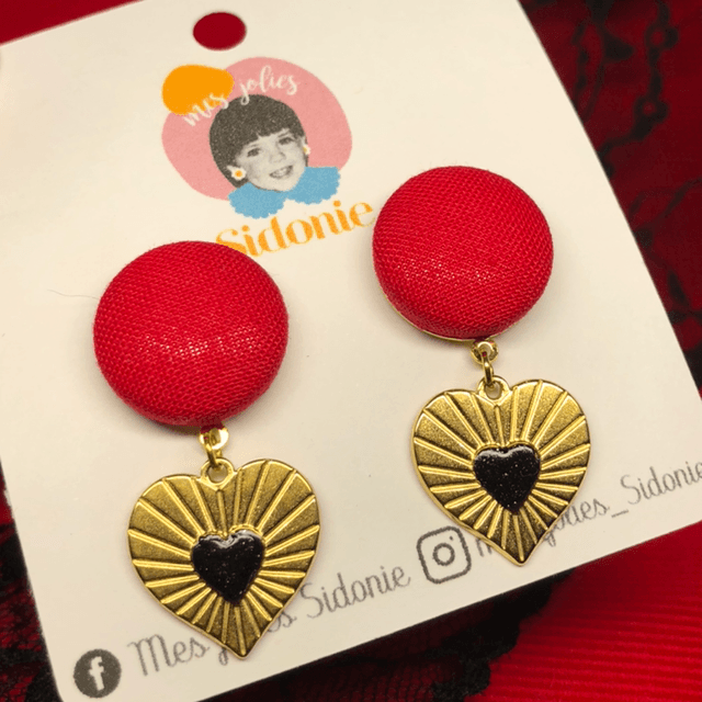 Mini Sidonie rouge breloque coeur noir