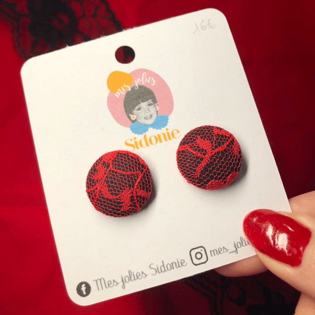 Mini Sidonie noir dentelle rouge