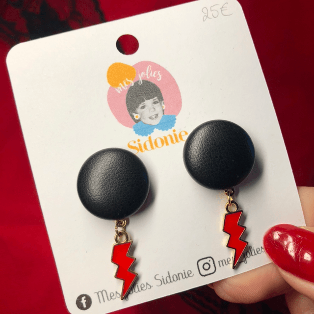 Mini Sidonie cuir breloque éclair rouge