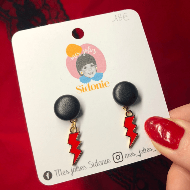 Baby cuir noir éclair rouge