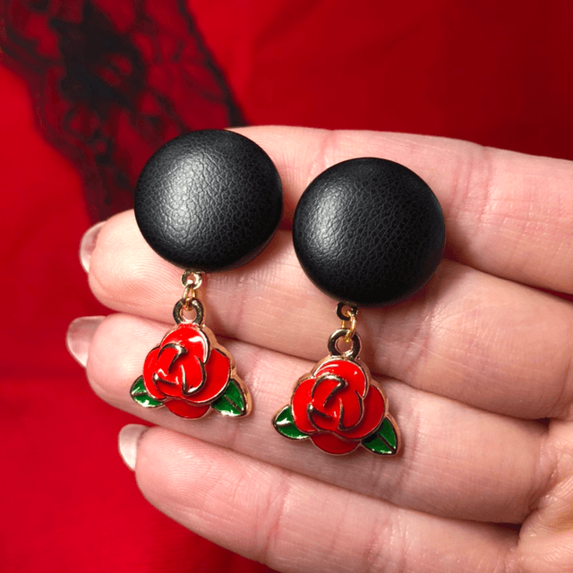 Mini Sidonie cuir breloque rose rouge
