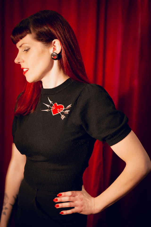 Sidonie cuir coeur brodées