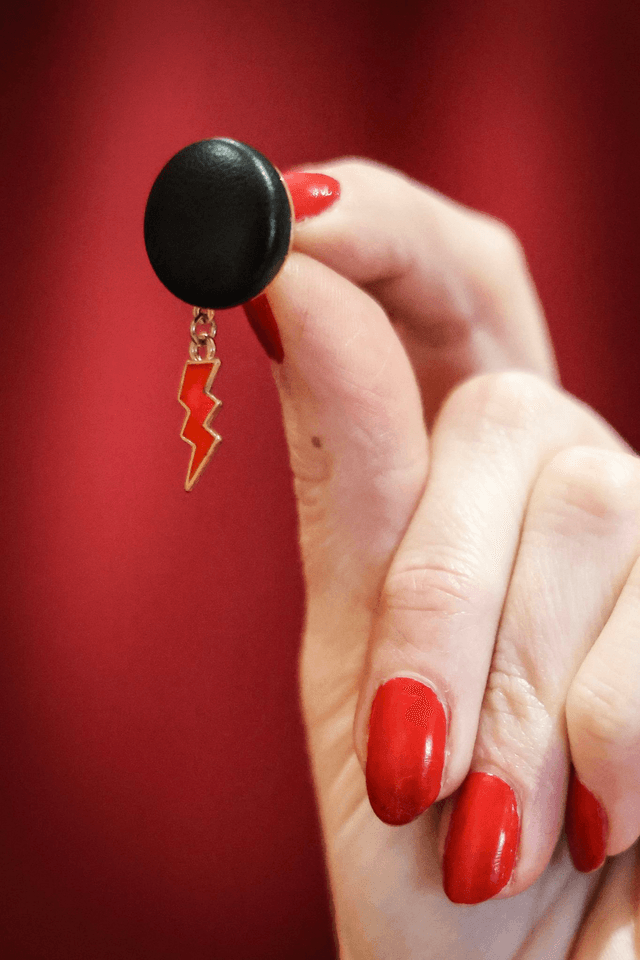 Mini Sidonie cuir breloque éclair rouge