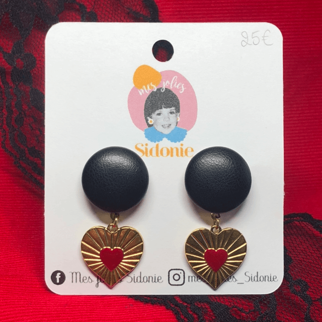 Mini Sidonie rouge pendantes coeur rouge